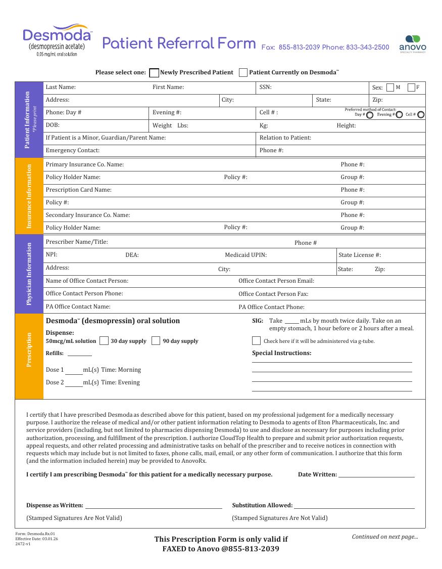 Desmoda Referral Form referral form preview